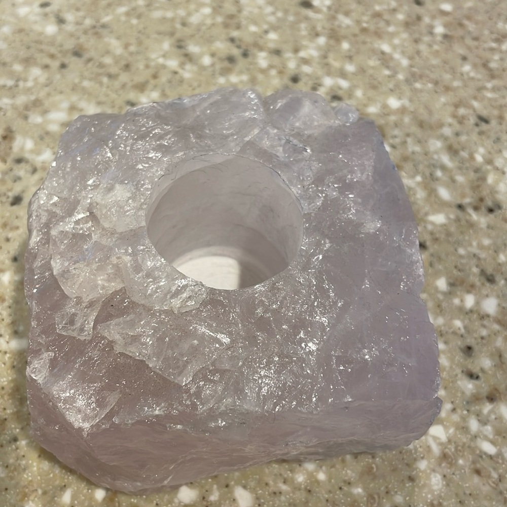Rose quartz candle holder